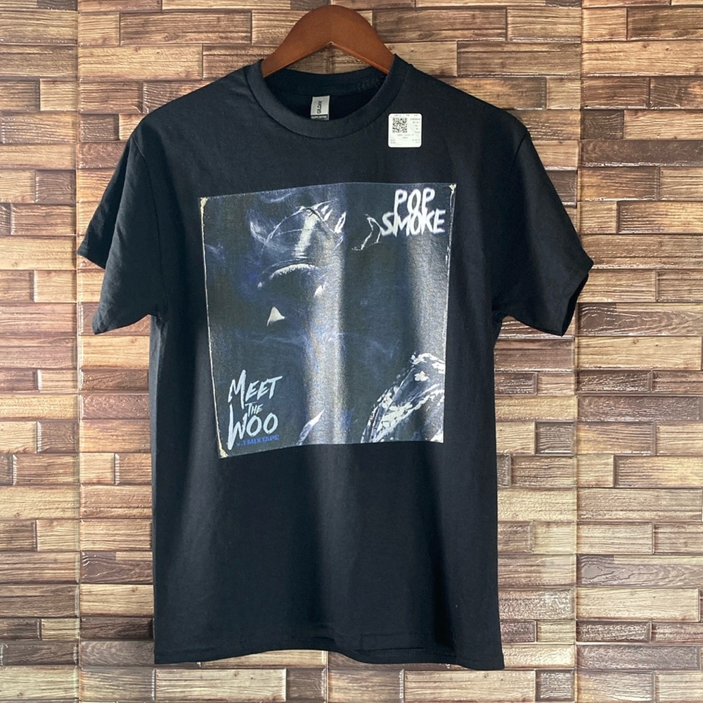 NWT Unisex Medium Black Pop Smoke Meet the Woo Rapper T Shirt Gildan